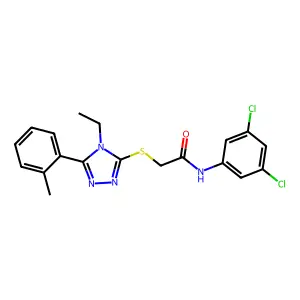 N-(3,5-dichlorophenyl)-2-[[4-ethyl-5-(2-methylphenyl)-1,2,4-triazol-3-yl]sulfanyl]acetamide structure