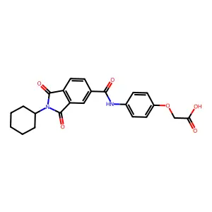 (4-{[(2-cyclohexyl-1,3-dioxo-2,3-dihydro-1H-isoindol-5-yl)carbonyl]amino}phenoxy)acetic acid structure
