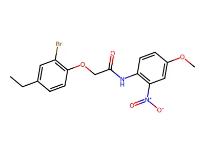 2-(2-bromo-4-ethylphenoxy)-N-(4-methoxy-2-nitrophenyl)acetamide structure