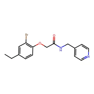 2-(2-bromo-4-ethylphenoxy)-N-(pyridin-4-ylmethyl)acetamide structure