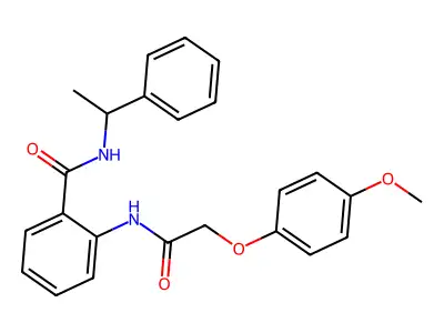 2-[[2-(4-methoxyphenoxy)acetyl]amino]-N-(1-phenylethyl)benzamide structure