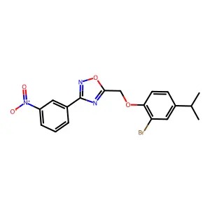 5-[(2-Bromo-4-propan-2-ylphenoxy)methyl]-3-(3-nitrophenyl)-1,2,4-oxadiazole structure