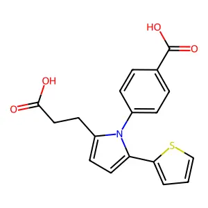 4-[2-(2-Carboxyethyl)-5-thiophen-2-ylpyrrol-1-yl]benzoic acid structure