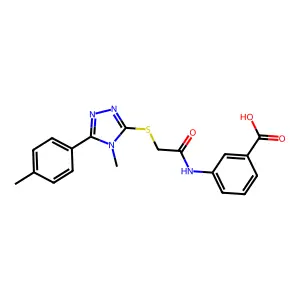 3-[({[4-methyl-5-(4-methylphenyl)-4H-1,2,4-triazol-3-yl]sulfanyl}acetyl)amino]benzoic acid structure