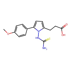 3-[1-(carbamothioylamino)-5-(4-methoxyphenyl)-1H-pyrrol-2-yl]propanoic acid structure