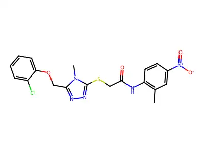 2-({5-[(2-chlorophenoxy)methyl]-4-methyl-4H-1,2,4-triazol-3-yl}sulfanyl)-N-(2-methyl-4-nitrophenyl)acetamide structure