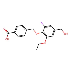 4-{[2-Ethoxy-4-(hydroxymethyl)-6-iodophenoxy]methyl}benzoic acid structure