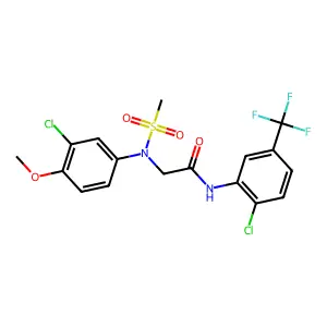 2-(3-chloro-4-methoxy-N-methylsulfonylanilino)-N-[2-chloro-5-(trifluoromethyl)phenyl]acetamide structure
