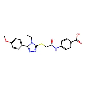 4-[({[4-ethyl-5-(4-methoxyphenyl)-4H-1,2,4-triazol-3-yl]sulfanyl}acetyl)amino]benzoic acid structure