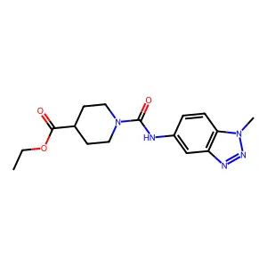 Ethyl 1-[(1-methylbenzotriazol-5-yl)carbamoyl]piperidine-4-carboxylate structure