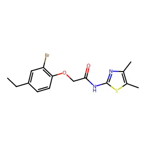 2-(2-bromo-4-ethylphenoxy)-N-(4,5-dimethyl-1,3-thiazol-2-yl)acetamide structure