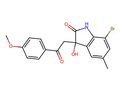 7-bromo-3-hydroxy-3-[2-(4-methoxyphenyl)-2-oxoethyl]-5-methyl-1H-indol-2-one structure