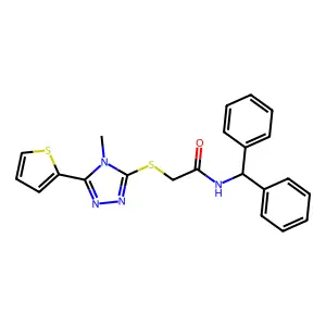 N-benzhydryl-2-[(4-methyl-5-thiophen-2-yl-1,2,4-triazol-3-yl)sulfanyl]acetamide structure