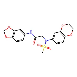 N-(1,3-benzodioxol-5-yl)-2-[2,3-dihydro-1,4-benzodioxin-6-yl(methylsulfonyl)amino]acetamide structure