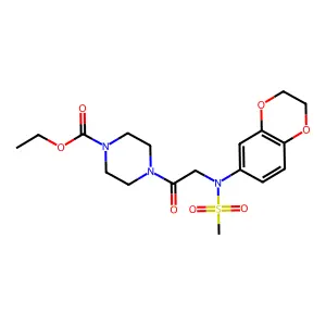 ethyl 4-[N-(2,3-dihydro-1,4-benzodioxin-6-yl)-N-(methylsulfonyl)glycyl]piperazine-1-carboxylate structure