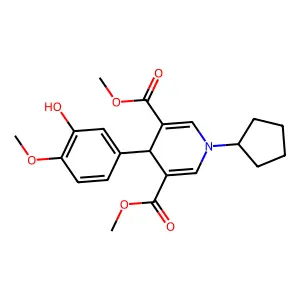 dimethyl 1-cyclopentyl-4-(3-hydroxy-4-methoxyphenyl)-1,4-dihydropyridine-3,5-dicarboxylate structure