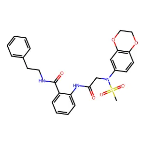 2-{[N-(2,3-dihydro-1,4-benzodioxin-6-yl)-N-(methylsulfonyl)glycyl]amino}-N-(2-phenylethyl)benzamide structure