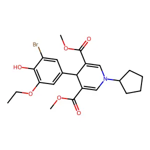 dimethyl 4-(3-bromo-5-ethoxy-4-hydroxyphenyl)-1-cyclopentyl-4H-pyridine-3,5-dicarboxylate structure
