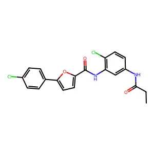 5-(4-chlorophenyl)-N-[2-chloro-5-(propanoylamino)phenyl]furan-2-carboxamide structure