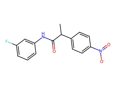 N-(3-fluorophenyl)-2-(4-nitrophenyl)propanamide structure
