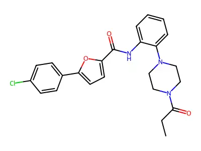 5-(4-chlorophenyl)-N-[2-(4-propanoylpiperazin-1-yl)phenyl]furan-2-carboxamide structure