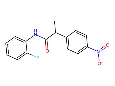 N-(2-fluorophenyl)-2-(4-nitrophenyl)propanamide structure