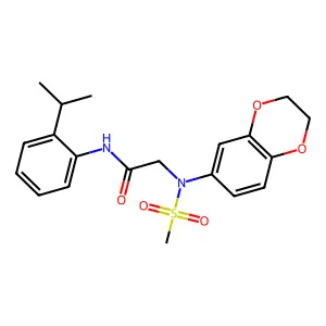 2-[2,3-dihydro-1,4-benzodioxin-6-yl(methylsulfonyl)amino]-N-(2-propan-2-ylphenyl)acetamide structure