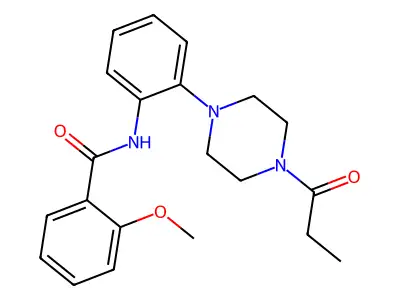 2-methoxy-N-[2-(4-propanoylpiperazin-1-yl)phenyl]benzamide structure
