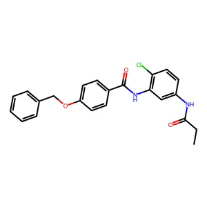 N-[2-chloro-5-(propanoylamino)phenyl]-4-phenylmethoxybenzamide structure