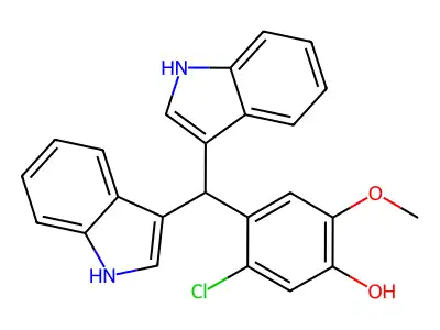 4-[bis(1H-indol-3-yl)methyl]-5-chloro-2-methoxyphenol structure