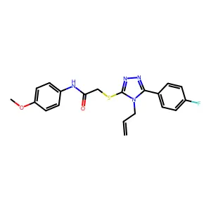 2-[[5-(4-fluorophenyl)-4-prop-2-enyl-1,2,4-triazol-3-yl]sulfanyl]-N-(4-methoxyphenyl)acetamide structure