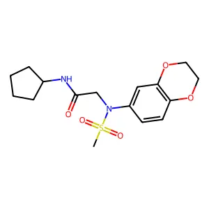 N-cyclopentyl-2-[2,3-dihydro-1,4-benzodioxin-6-yl(methylsulfonyl)amino]acetamide structure