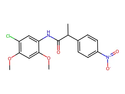 N-(5-chloro-2,4-dimethoxyphenyl)-2-(4-nitrophenyl)propanamide structure