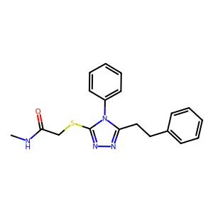 N-methyl-2-{[4-phenyl-5-(2-phenylethyl)-4H-1,2,4-triazol-3-yl]sulfanyl}acetamide structure