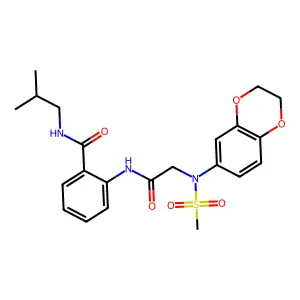2-[[2-[2,3-dihydro-1,4-benzodioxin-6-yl(methylsulfonyl)amino]acetyl]amino]-N-(2-methylpropyl)benzamide structure