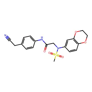 N-[4-(cyanomethyl)phenyl]-2-[2,3-dihydro-1,4-benzodioxin-6-yl(methylsulfonyl)amino]acetamide structure