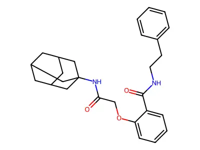 2-[2-(1-adamantylamino)-2-oxoethoxy]-N-(2-phenylethyl)benzamide structure