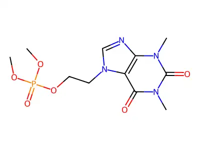 Phosphoric acid, dimethyl ester, ester with 2-(1,2,3,6-tetrahydro-1,3-dimethyl-2,6-dioxopurin-7-yl)ethyl ester structure