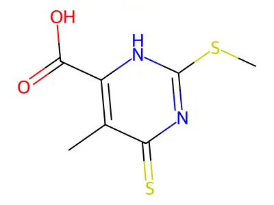 5-Methyl-2-(methylthio)-6-thioxo-1,6-dihydropyrimidine-4-carboxylic acid structure