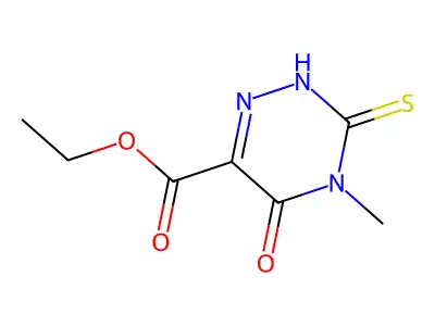 ethyl 4-methyl-5-oxo-3-sulfanylidene-2H-1,2,4-triazine-6-carboxylate structure