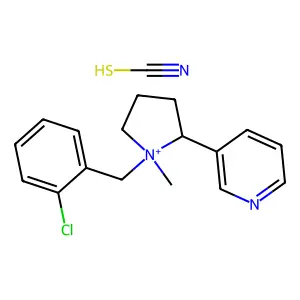 3-[1-[(2-chlorophenyl)methyl]-1-methylpyrrolidin-1-ium-2-yl]pyridine; thiocyanic acid structure