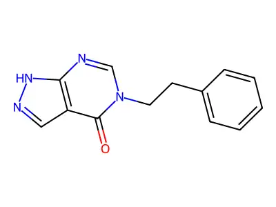 1H-Pyrazolo(3,4-d)pyrimidin-4-one, 4,5-dihydro-5-phenethyl- structure