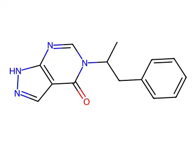 1H-Pyrazolo(3,4-d)pyrimidin-4-one, 4,5-dihydro-5-(alpha-methylphenethyl)- structure