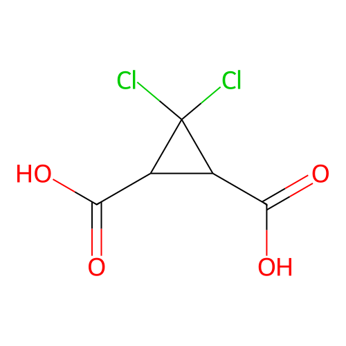 3,3-Dichloro-1,2-cyclopropanedicarboxylic acid structure