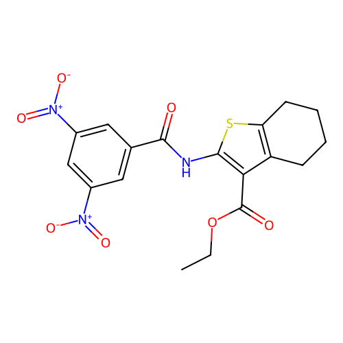 ETHYL 2-(3,5-DINITROBENZAMIDO)-4,5,6,7-TETRAHYDRO-1-BENZOTHIOPHENE-3-CARBOXYLATE structure