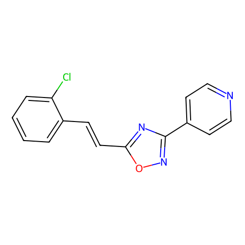 4-{5-[(E)-2-(2-chlorophenyl)ethenyl]-1,2,4-oxadiazol-3-yl}pyridine structure