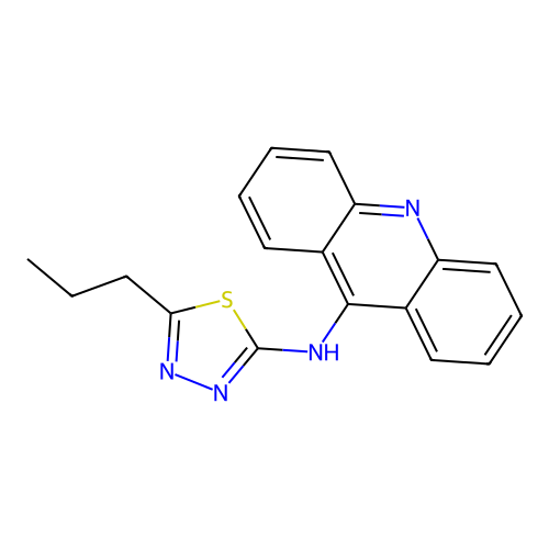 N-(5-propyl-1,3,4-thiadiazol-2-yl)-9-acridinamine structure