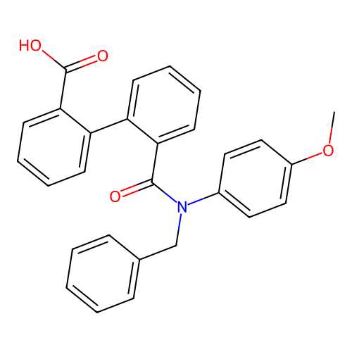 2'-[Benzyl(4-methoxyphenyl)carbamoyl]biphenyl-2-carboxylic acid structure