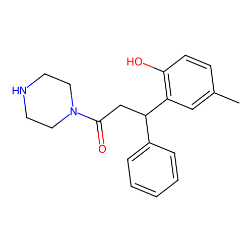 3-(2-Hydroxy-5-methylphenyl)-3-phenyl-1-(piperazin-1-yl)propan-1-one structure