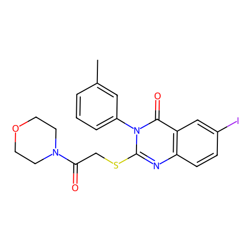 6-iodo-2-((2-morpholino-2-oxoethyl)thio)-3-(m-tolyl)quinazolin-4(3H)-one structure